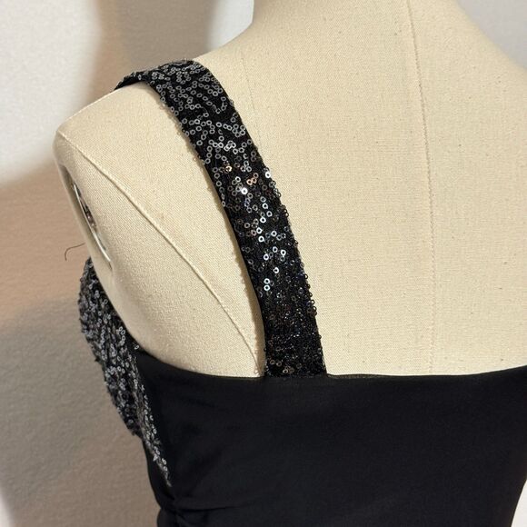 Blondie Nights by Stacy Sklar | Black Gown | Evening Prom | Sequin Top | Sz 5 - Picture 6 of 7